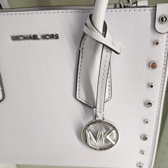 MICHAEL KORS MAPLE STUD OPTIC LAVANDER LEATHER MEDIUM SATCHEL BAG - Picture 3 of 10